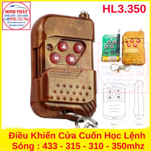 Điều Khiển Cửa cuốn học lệnh tần sóng 350Mhz