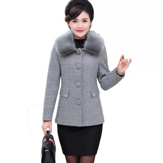 ÁO DẠ CỔ LÔNG NỮ TRUNG NIÊN