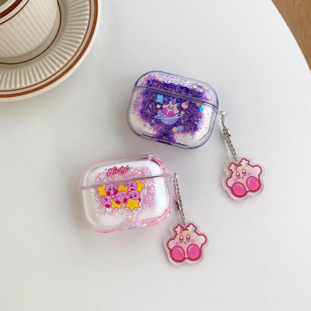 Vỏ Bảo Vệ Hộp Đựng Tai Nghe AirPods 1/2/3/Pro 2021 inPods i12 Bằng Tpu Trong Suốt Có Cát Chảy Và Móc Treo Sáng Tạo