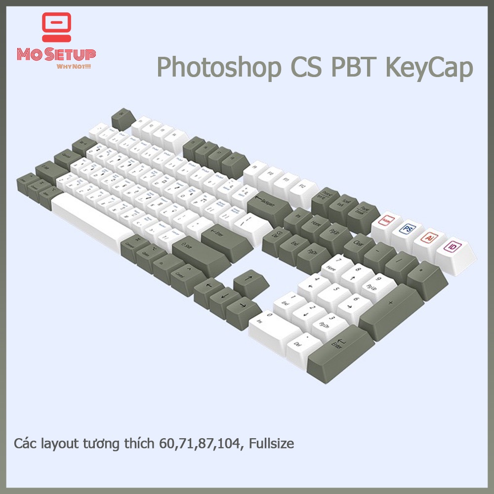 Keycap PBT Photoshop song ngữ - Profile OEM-Phù hợp tất cả các Layout 60,71,87/TKL,104,108