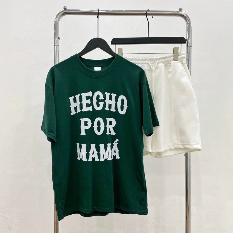 Áo Thun Tay Lỡ Unisex HECHO màu XANH  /Nam nữ unisex/ Áo phông cổ tròn form rộng ❤️