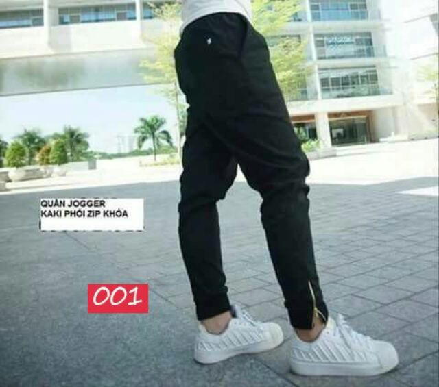 Quần jogger khoá zip nam nữ