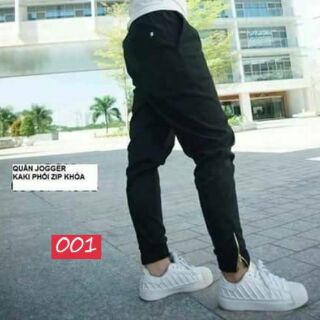 Quần jogger khoá zip nam nữ