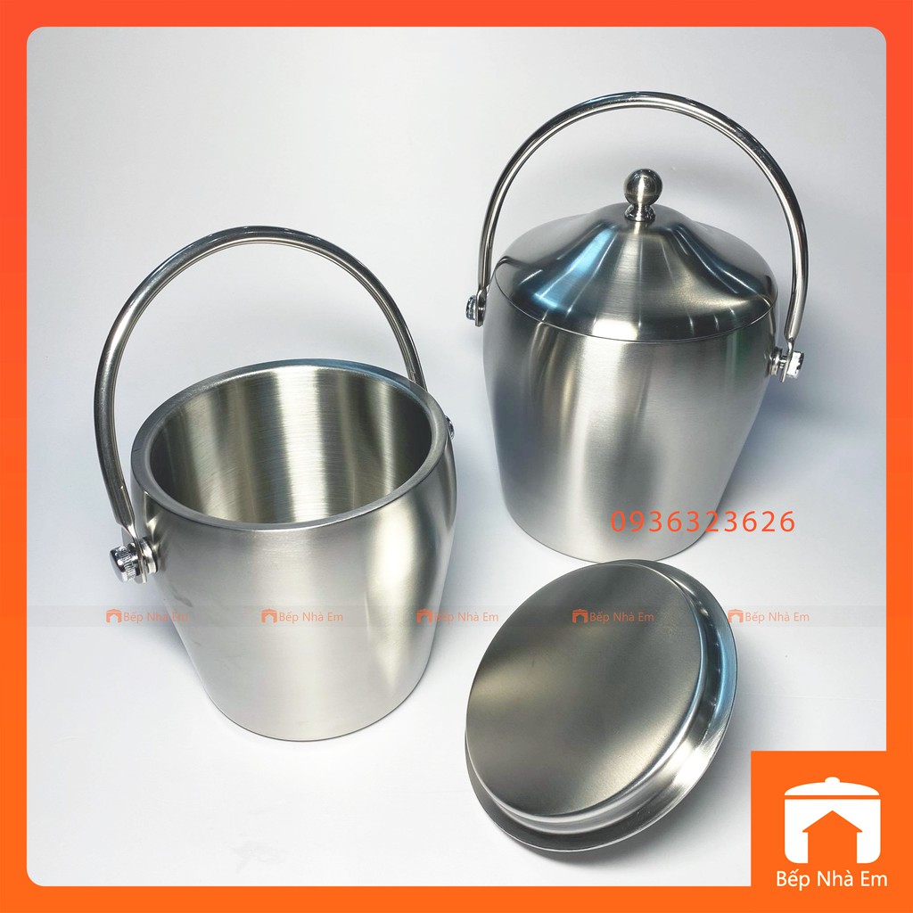 Xô Inox Đựng Đá 2 Lớp Cách Nhiệt _ Hàng Cao Cấp