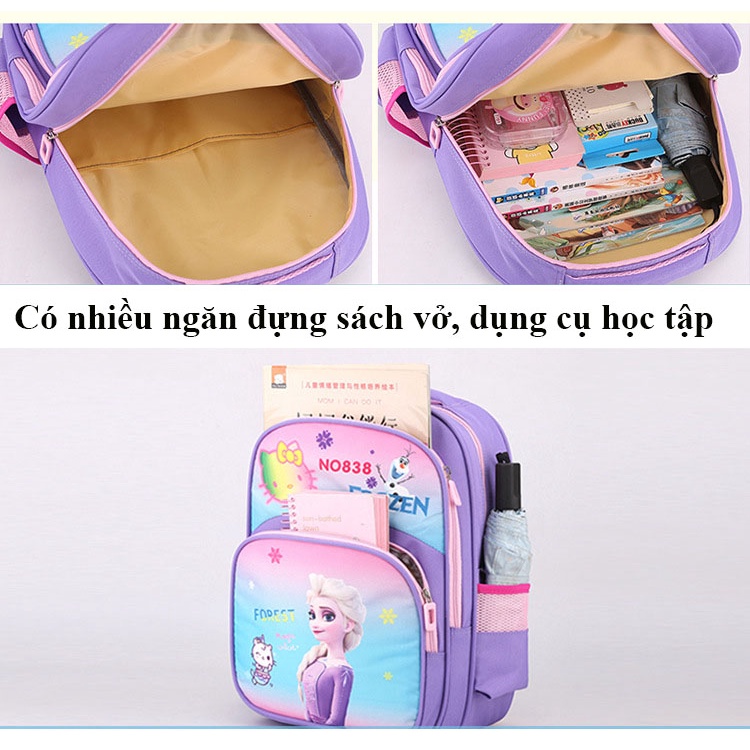 [Hàng đẹp] Ba lô trẻ em mới đi học cho bé gái học sinh cấp 1, 2 Balo Đi Học Siêu Nhẹ In Hình Nàng Tiên Cá, khủng long