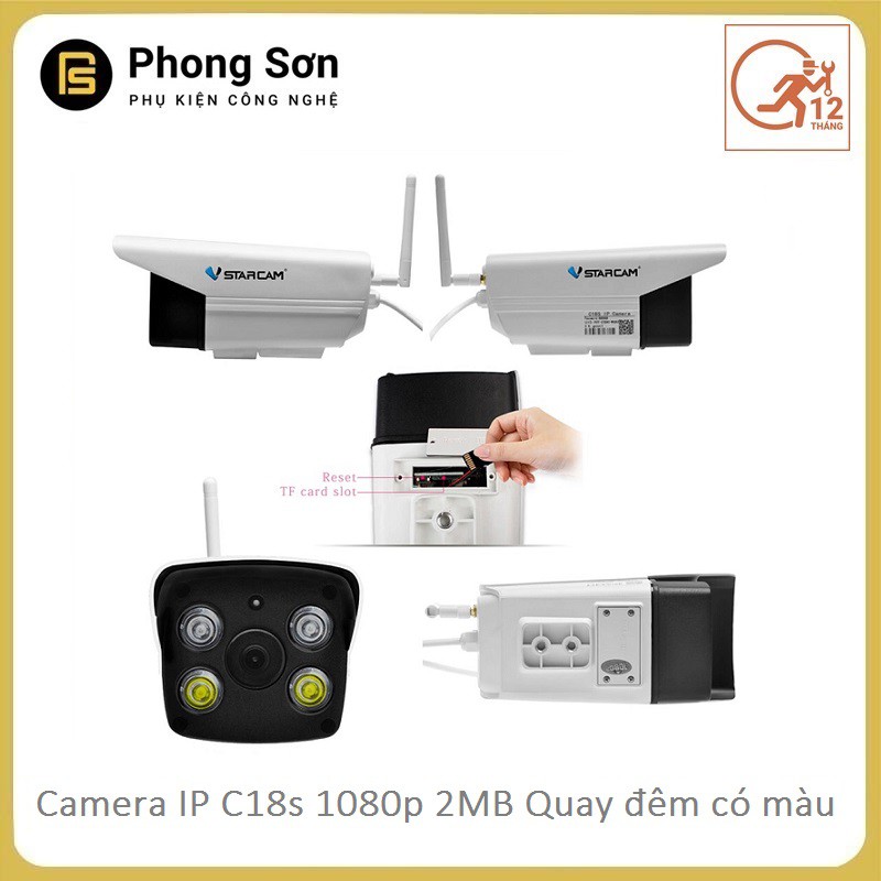 Camera IP ngoài trời C18S FHD 1080p Vstarcam, quay đêm có màu,có âm thanh,Kèm thẻ 64GB ( Bảo Hành 12 Tháng) | BigBuy360 - bigbuy360.vn