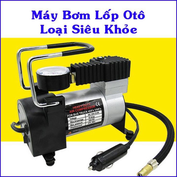 Bơm Hơi Điện Ôtô Xe Máy Mini 12V 💢 CÓ ĐỒNG HỒ HIỂN THỊ ÁP SUẤT LỐP XE💢 Bơm Siêu Khỏe- Mẫu Mã Bền Đẹp [Mã FREESHIP.XTR