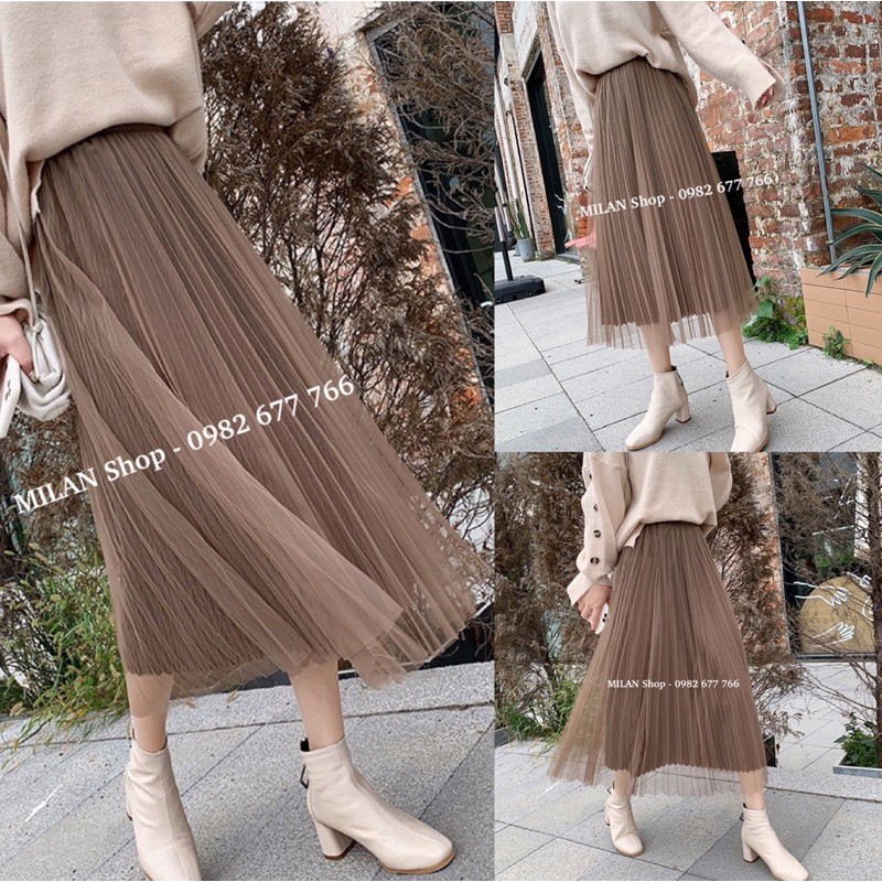 Chân váy xếp ly mặc được 2 mặt chất nhung & vải Quảng Châu | BigBuy360 - bigbuy360.vn