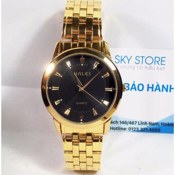 Đồng hồ cặp đôi nam nữ Halei mặt đen dây da kim loại chính hãng Tony Watch 68 | BigBuy360 - bigbuy360.vn