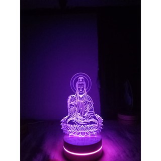 đèn led 3d 16 màu hình quan âm bồ tát