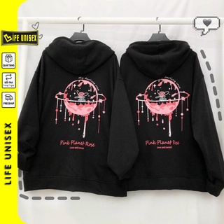 Áo Khoác Hoodie Nỉ PINK PLANTE ROSE  Nam Nữ Ulzzang Unisex Dây Kéo, Áo Khoác Nỉ Form Rộng LIFE UNISEX
