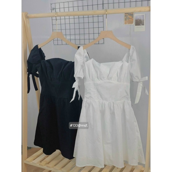 Đầm Xoè cổ yếm Tay Ngắn Trễ Vai siêu xinh