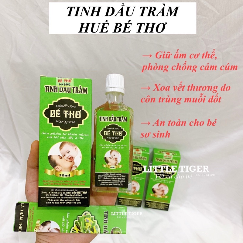 Tinh dầu tràm Bé Thơ, tinh dầu tràm Huế nguyên chất, hàng chính hãng Hộp Xanh - Có tem chống hàng giả