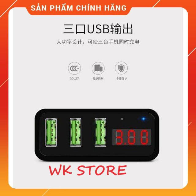 Cốc sạc Hoco C15 3 cổng USB,màn led báo điện áp,BH 1 năm