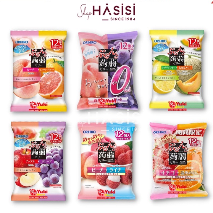 Thạch Rau Câu Trái Cây Nhật Mix Vị ORIHIRO 20g x 12Cái