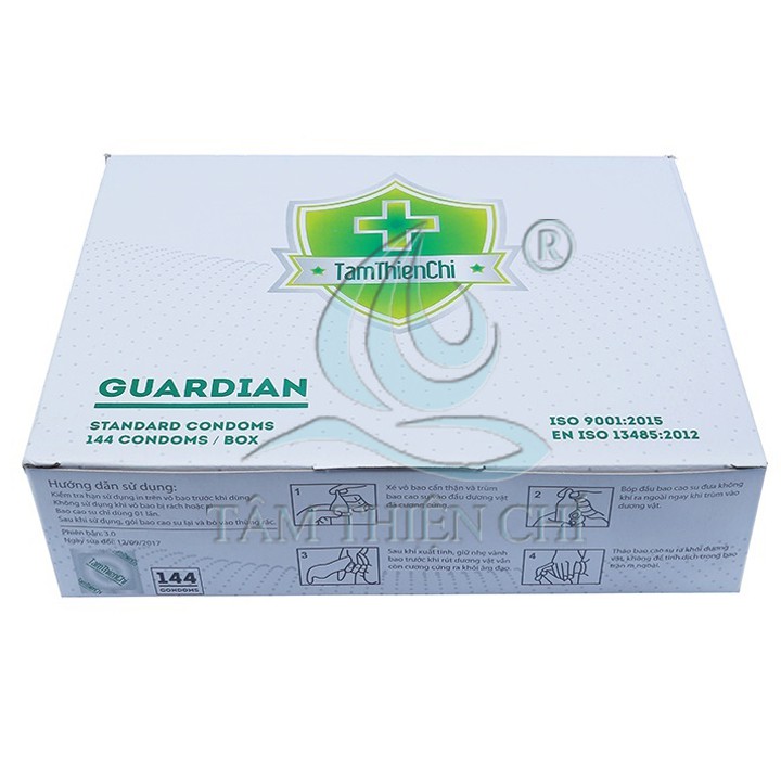 Bao cao su Tâm Thiện Chí Guardian mỏng trơn hộp 144 cái