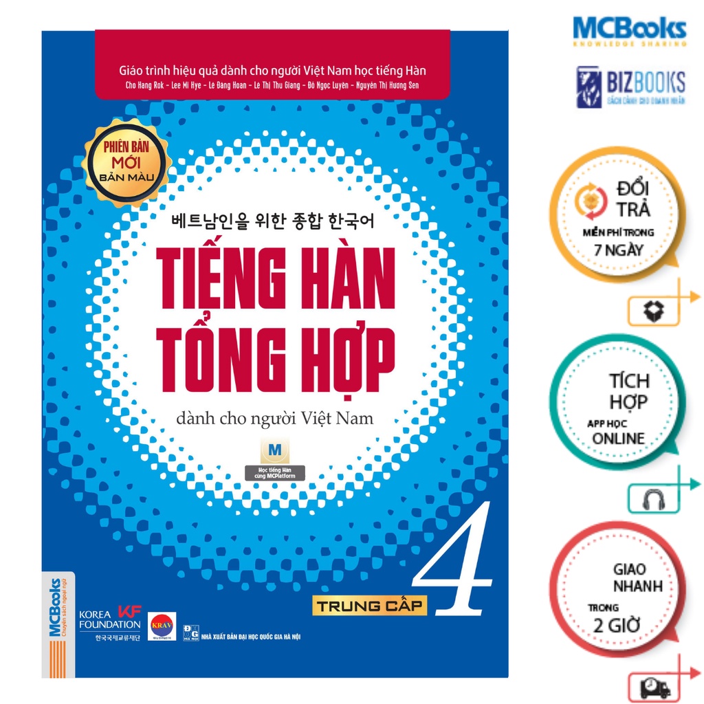 Sách - Combo Tiếng Hàn Tổng Hợp - Trung Cấp 4 sách bài học và bài tập ( bản màu ) - Mcbooks