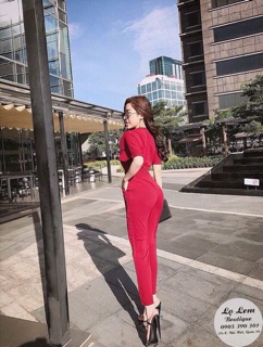 Jumsuit cổ V cột eo cực xinh