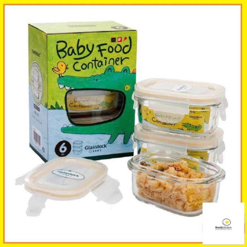 Set 3 Hộp thủy tinh đựng đồ ăn dặm cho bé có nắp kín