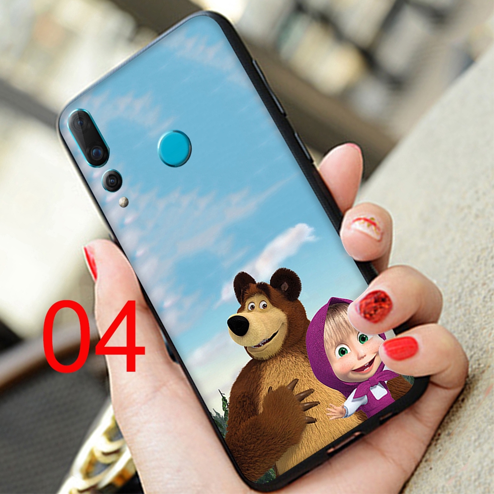 Ốp điện thoại mềm in hoạt hình Masha and the Bear cho Xiaomi Mi 10 Redmi 8 8A Note 8 9 Pro Max