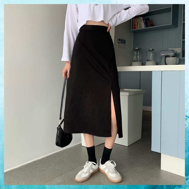 [FreeShip] Chân Váy Chữ A Dài, Đầm Nữ Trắng Đen Dài Xẻ Cạnh Công Sở | BigBuy360 - bigbuy360.vn