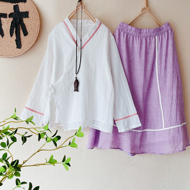 Áo Kiểu Hán Phục Cách Tân Chất Liệu Cotton Phong Cách Retro Trung Hoa Cho Nữ