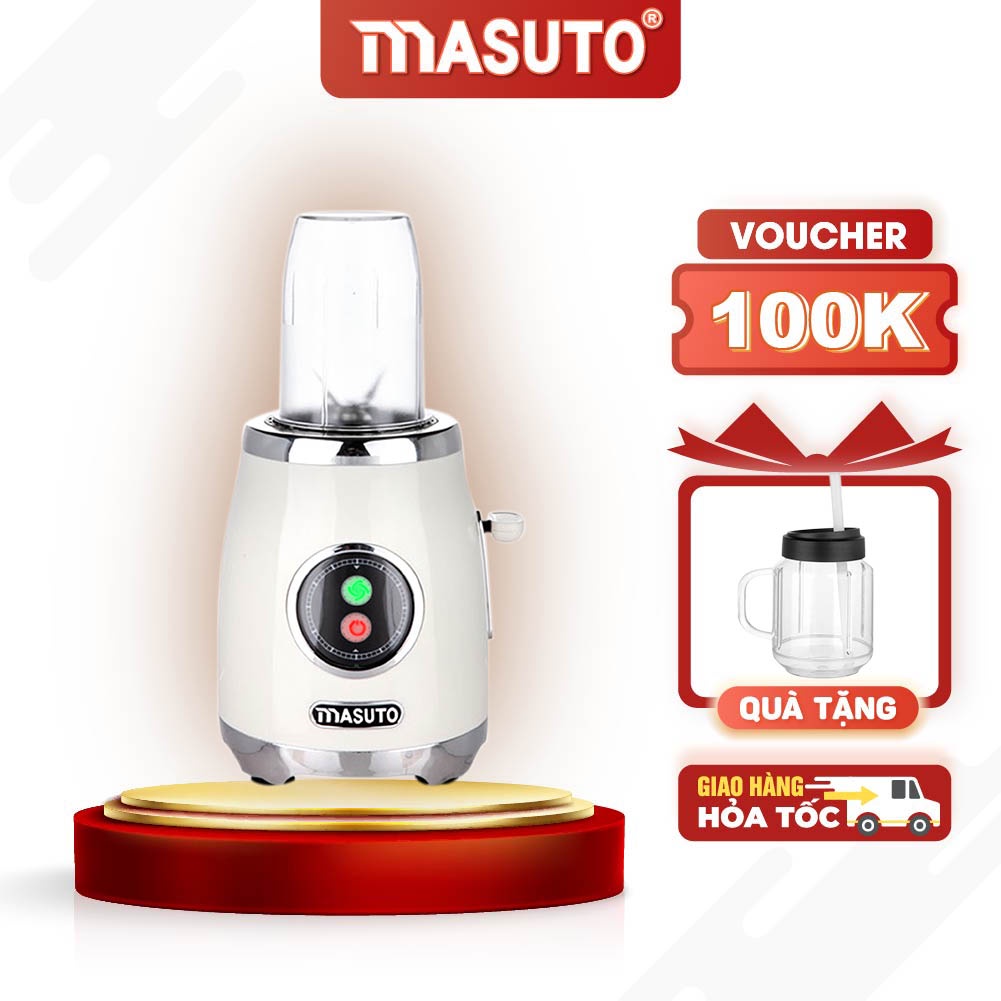 Máy xay sinh tố đa năng Masuto Blender 2 cối 0,6L say đá hạt siêu nhuyễn mịn chỉ 10s SINH TỐ HẠT