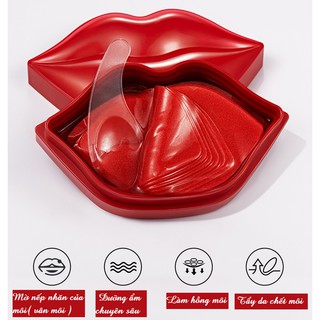Mặt nạ môi hoa hồng dưỡng hồng môi căng mọng môi và làm giảm nếp nhăn môi 20 miếng