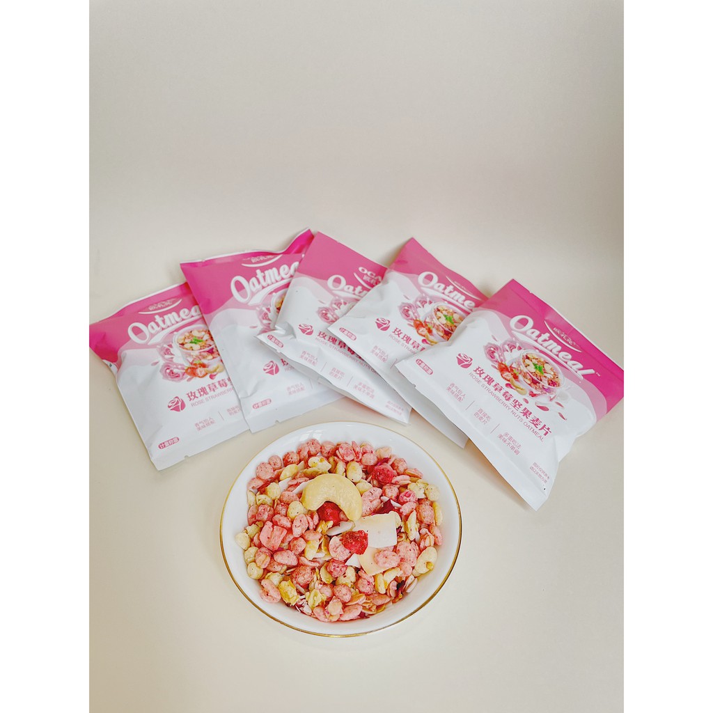 Ngũ cốc Ocak vị dâu tây hoa hồng, gói 40g, Tiêu Chiến đại ngôn, đồ ăn sáng, ăn vặt, hỗ trợ giảm cân, ăn kiêng Ankobe | BigBuy360 - bigbuy360.vn