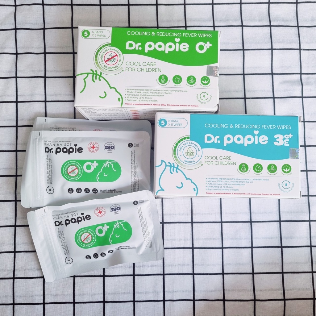 [Tách lẻ] Khăn Lau Hạ Sốt Dr.papie - Sachi từ 0m+