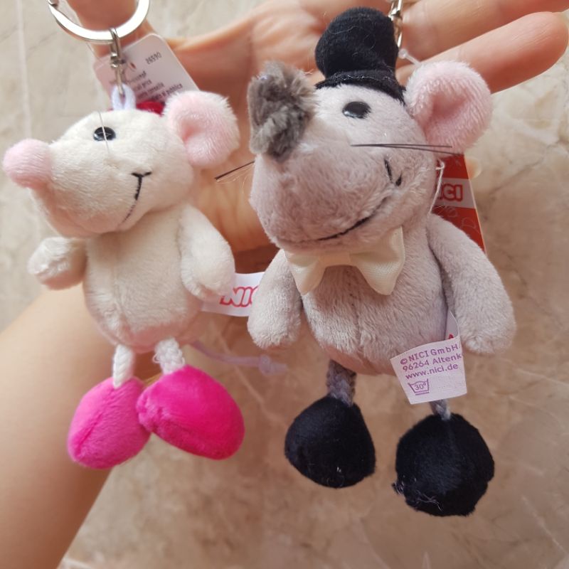 Móc Khóa Gấu Bông Mini - Đám Cưới Chuột Đeo Cặp, Treo Balo Thương hiệu NICI Quà Sinh Nhật Cho Nữ 10cm MIRA-GB28003