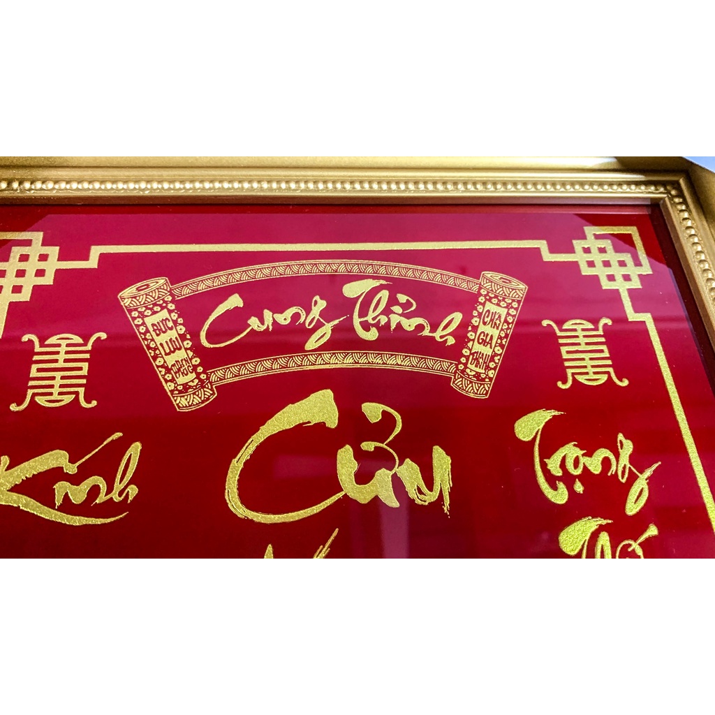 Cửu Huyền Thất tổ chữ Việt - khắc chữ Vàng - Nhũ Kim Sa  - mẫu cao 35cm và cao 40cm