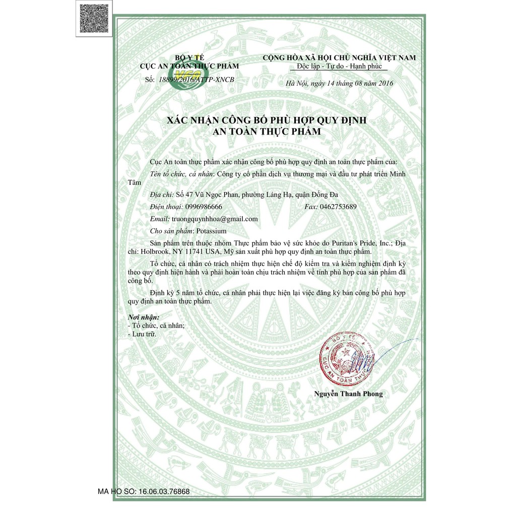 Viên uống bổ sung Kali Puritan's Pride Potassium Citrate 100 viên