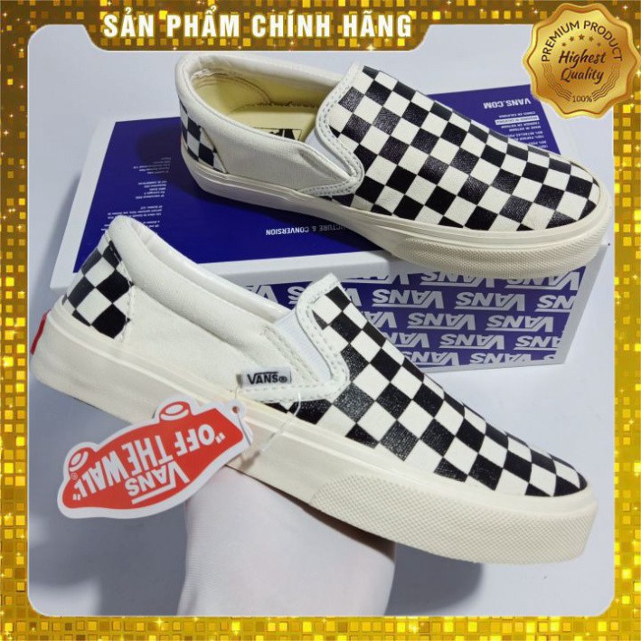 Tặng Nước Hoa [Chuẩn 11 - Full box Giày thể thao lười slip on caro vault đen trắng nam nữ không dây