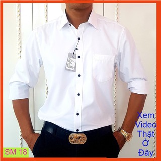SƠ MI NAM LỤA TRƠN CAO CẤP COTTON MÀU TRẮNG CÔNG SỞ - SM 18 Hàng Xịn