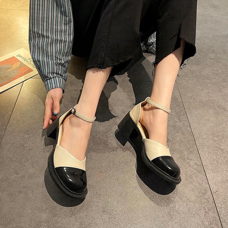 Giày Sandal Gót Dày Thời Trang Dễ Phối Đồ Phong Cách Roman Cho Nữ