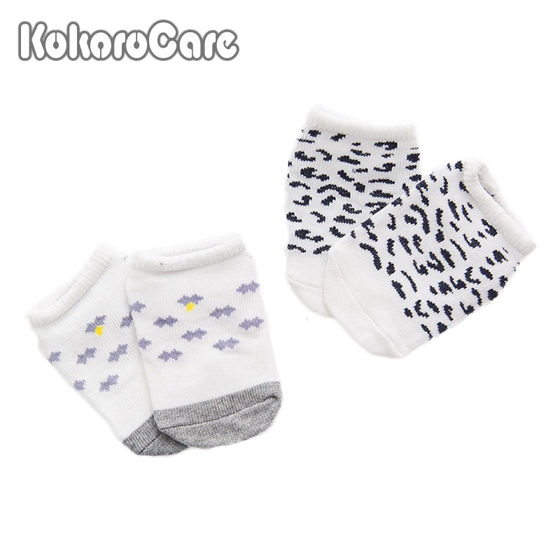 Vớ cotton KOKOROCARE cổ thấp in họa tiết hoạt hình dơi/báo cho bé 0-4 Tuổi S/M YQ-06