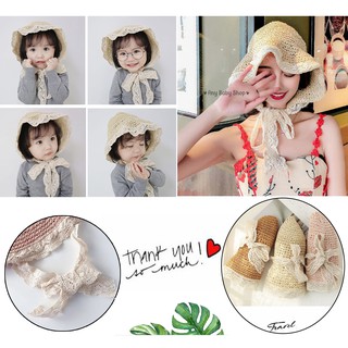 Mũ nón cói mềm đi biển nơ ren dài tiểu thư couple cho mẹ và bé xinh yêu   ❣❣