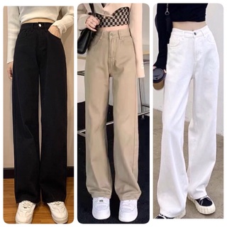 Quần kaki Quần jeans ống rộng nữ cạp cao siêu hack chân siêu tôn dáng