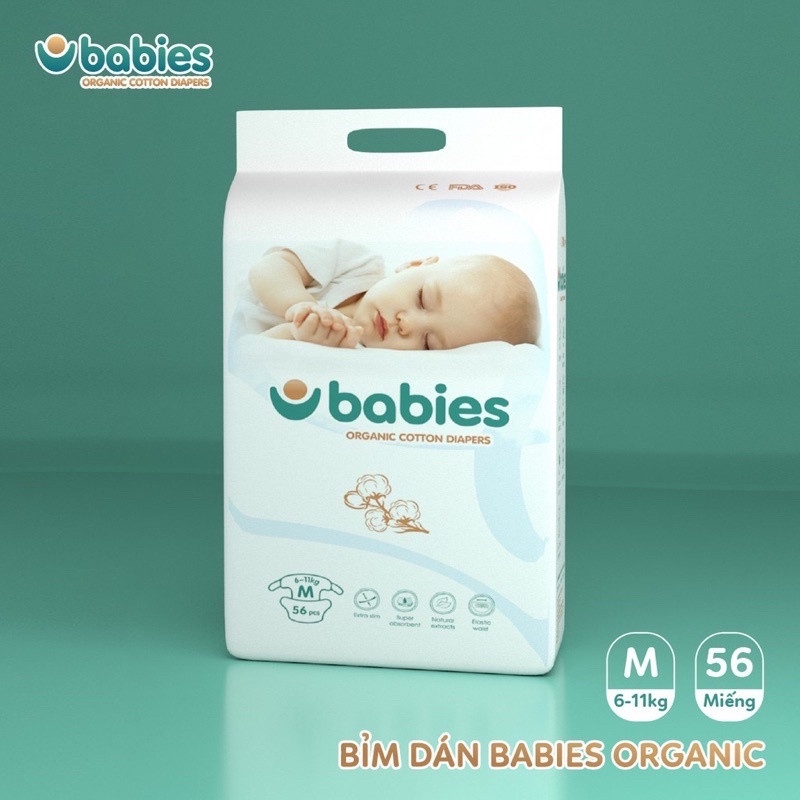 ( MUA 1 BỊCH TẶNG 1 QUÀ ) Bỉm Babies Organic tã bỉm dán quần S66/M56/M54/L46/L50/XL46/XXL40