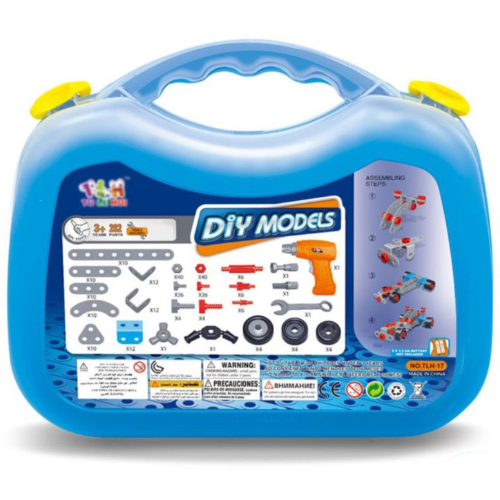 Đồ chơi phát triển kỹ năng cho bé, lắp ghép mô hình 12 phương tiện giao thông 282 chi tiết Toyshouse TLH-17