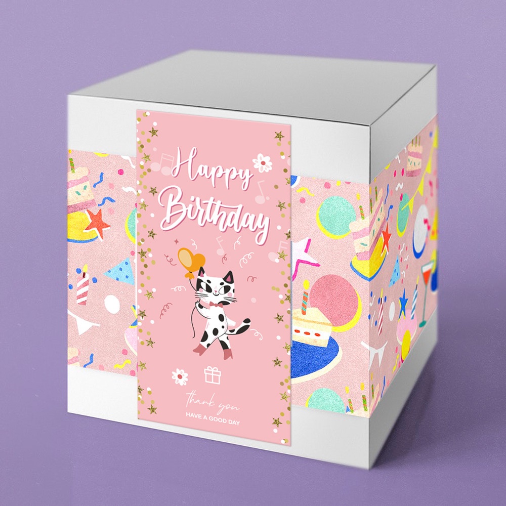 Set 50 Nhãn Dán Trang Trí Túi Bánh Sinh Nhật In Chữ Happy Birthday