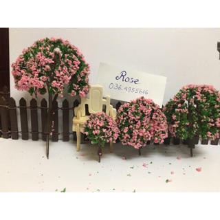 Cây hoa nhựa mô hình 4 kích cỡ dùng trang trí nhà búp bê, nhà tăm, tiểu cảnh