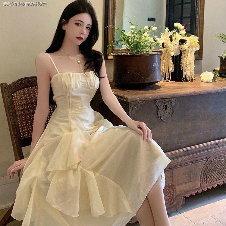 Đầm Hai Dây Dáng Ôm Phong Cách Retro Pháp Ngọt Ngào Thời Trang Hàng Mới