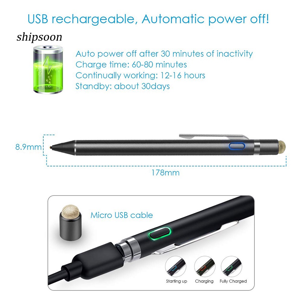 Bút cảm ứng stylus ngòi 1.6mm dành cho iPhone iPad Samsung HUAWEI