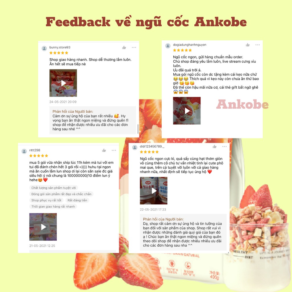 Granola giảm cân siêu hạt Ankobe dùng ăn kiêng hỗ trợ giảm cân và tốt cho sức khỏe