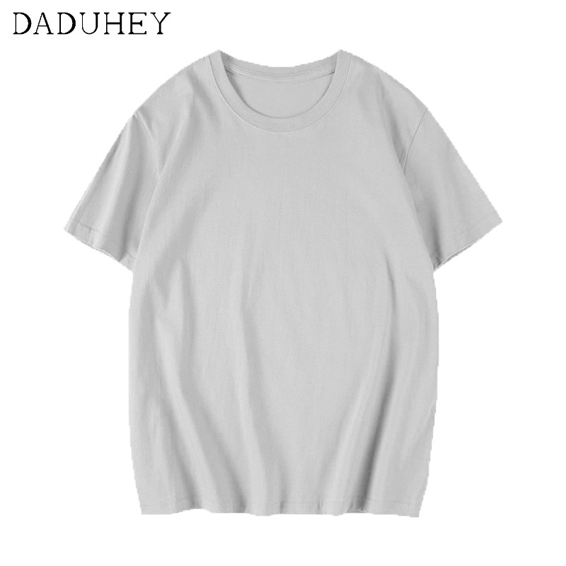 Áo thun 100% cotton daduhey tay ngắn cổ tròn 6 màu trơn thoải mái phong cách thời trang unisex