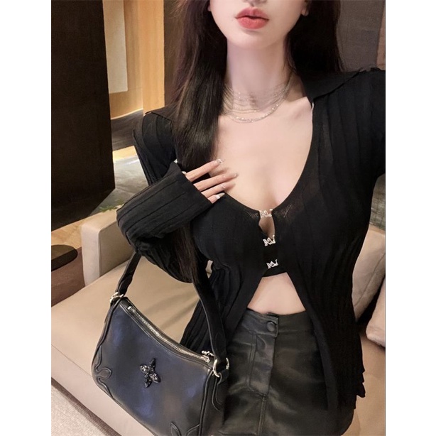 Áo Len Cardigan Dệt Kim Hở eo Quyến Rũ