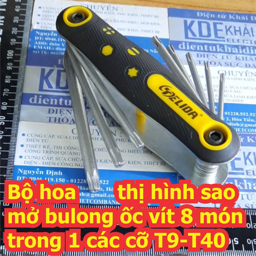 bộ Hoa thị hình sao mở bulong ốc vít 8 món trong 1casc cỡ T9-T40 kde2404