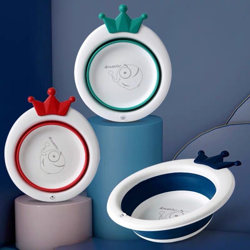 Thau (chậu) rửa mặt gấp gọn kiểu vương miện hình bò sữa dễ thương dành cho bé yêu.